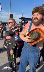 Druski white face for NASCAR skit